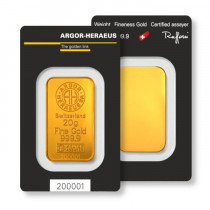 Lingotto Gr.20 Oro 999,99/000 in Blister plastificato.                           SPEDIZIONE GRATUITA 