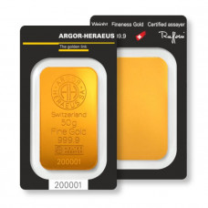 Lingotto Gr. 50 Oro 999,99/000 in Blister plastificato.                      SPEDIZIONE GRATUITA